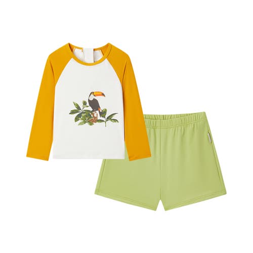 Milkbarn Long Sleeve Shirt And Trunks Swim Set In Orange