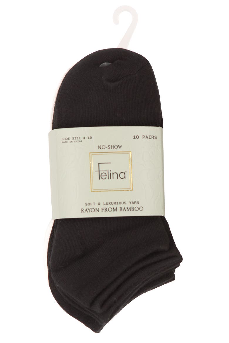 Assorted 10-Pack No Show Socks, Alternate, color, BLACK/ WHITE