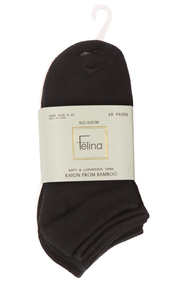 Felina Assorted 10-Pack No Show Socks, Alternate, color, Black/ White