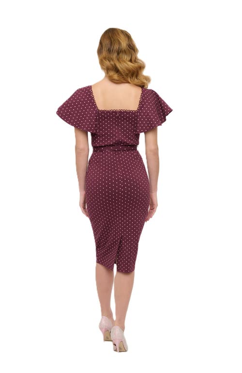 UNIQUE VINTAGE UNIQUE VINTAGE SHORT FLUTTER SLEEVE SWEETHEART NECK WIGGLE DRESS