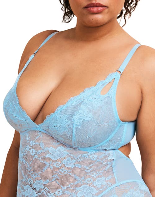 Adore Me Julianna Bodysuit Lingerie In Light Blue