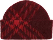 Burberry Check Mohair Wool Blend Beanie