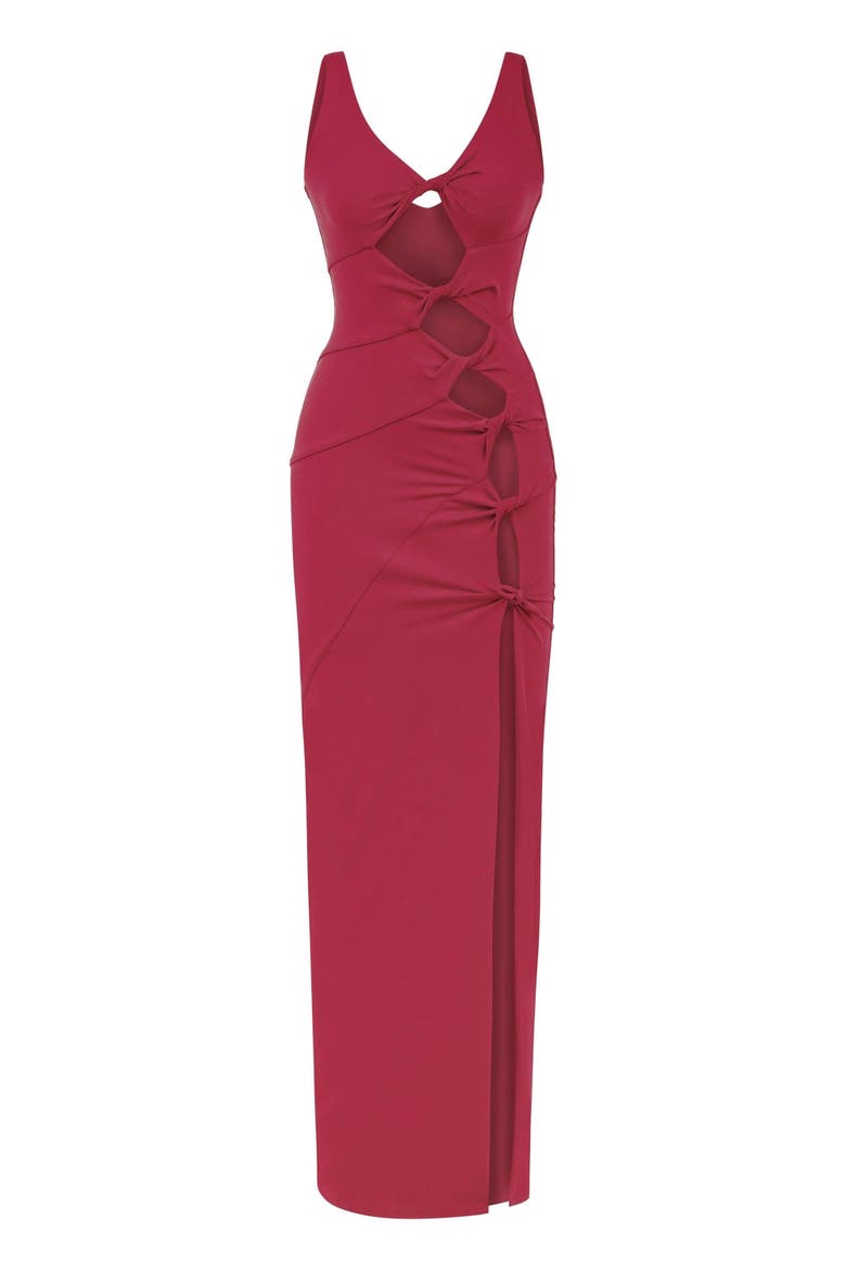 Sara Dress - Elegant Cut-Out Maxi | Event Wear, Main, color, Cherry