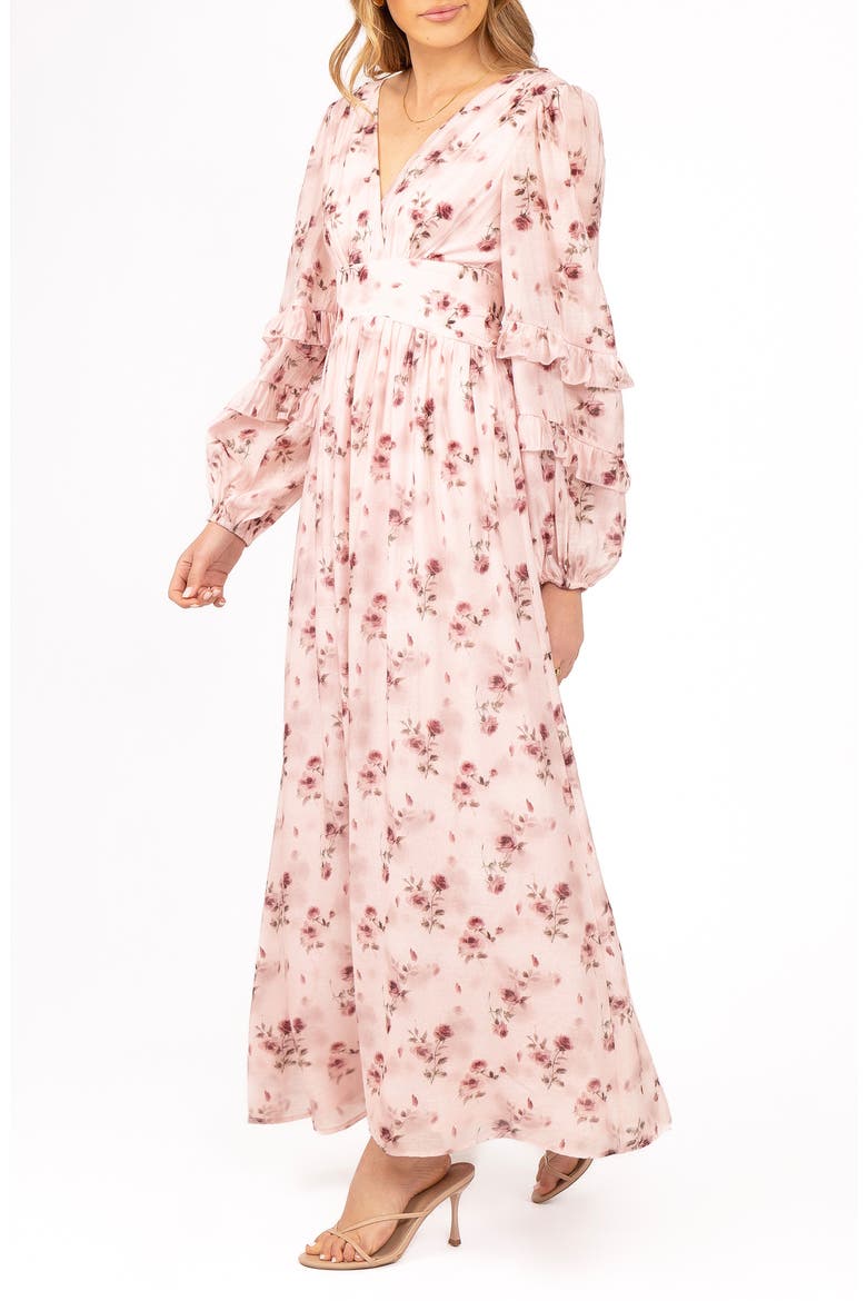 Vayla Floral Print Long Sleeve Maxi Dress, Alternate, color, PINK ROSE