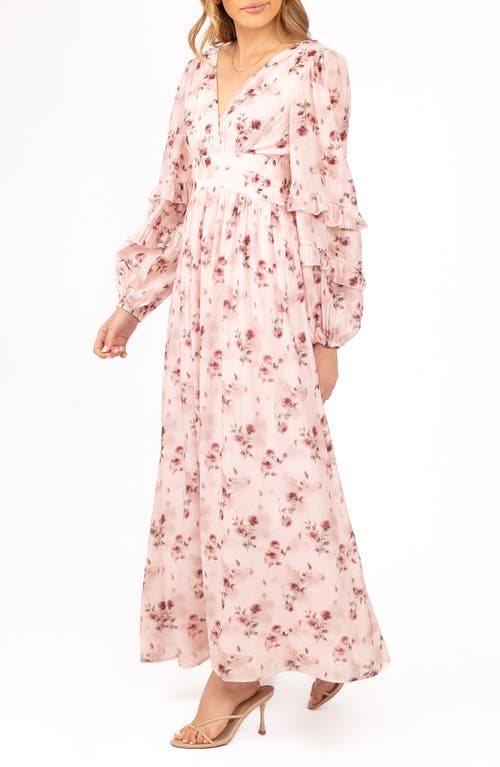 Petal And Pup Petal & Pup Vayla Floral Print Long Sleeve Maxi Dress In Pink