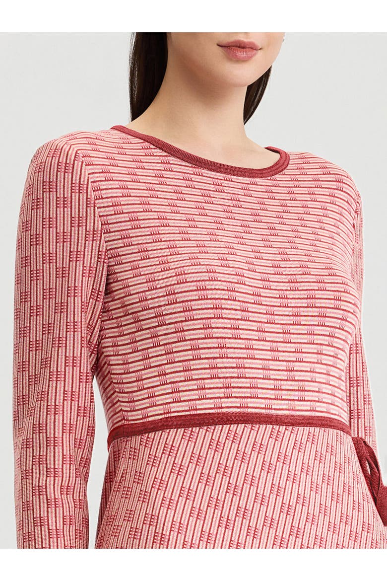 Faux Wrap Contrast Trim Soft Knit Straight Dress, Alternate, color, Honeysuckle/Russet/Biscotti