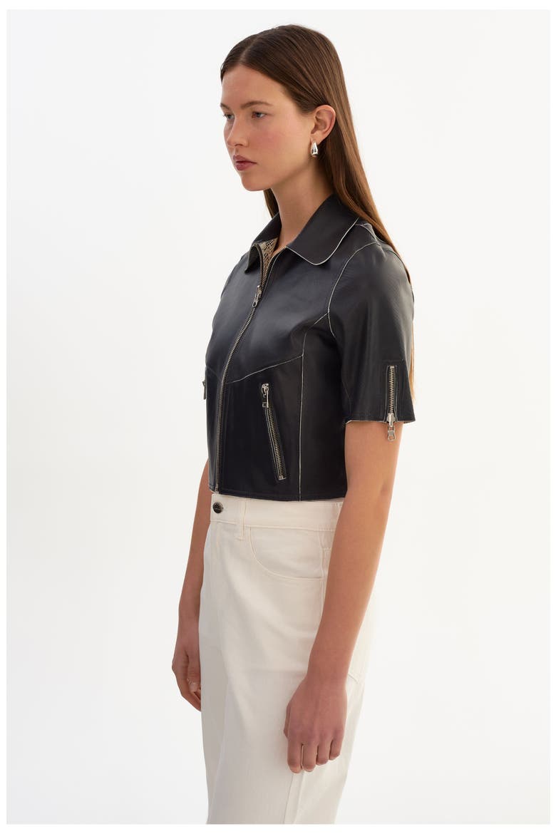 Sevana | Reversible Leather Jacket, Alternate, color, Charcoal/Snake