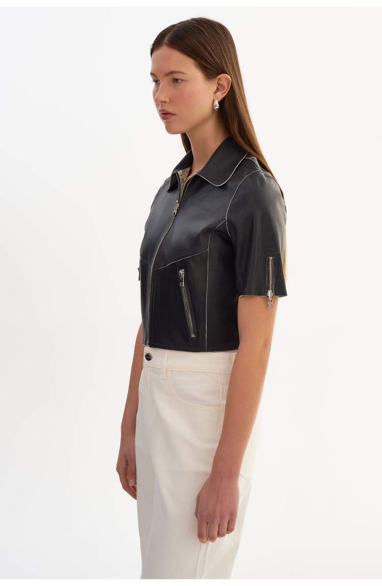 LAMARQUE Sevana | Reversible Leather Jacket, Alternate, color, Charcoal/Snake