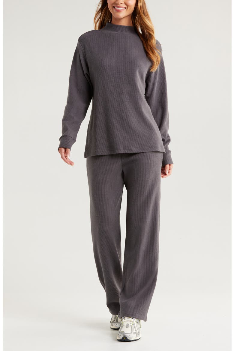 Cozy Waffle Knit Tunic, Alternate, color, GREY FORGED