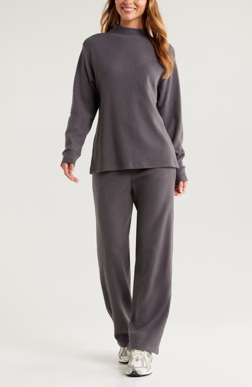 Zella Waffle Knit Tunic In Grey Forged