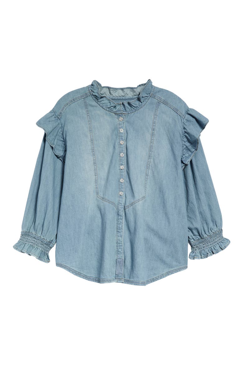 Louise Denim Button-Up Top, Main, color, INDIGO