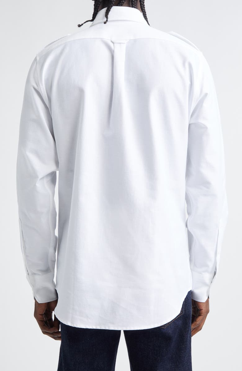 Drake's Epaulet Cotton Oxford Button-Up Shirt, Alternate, color, White