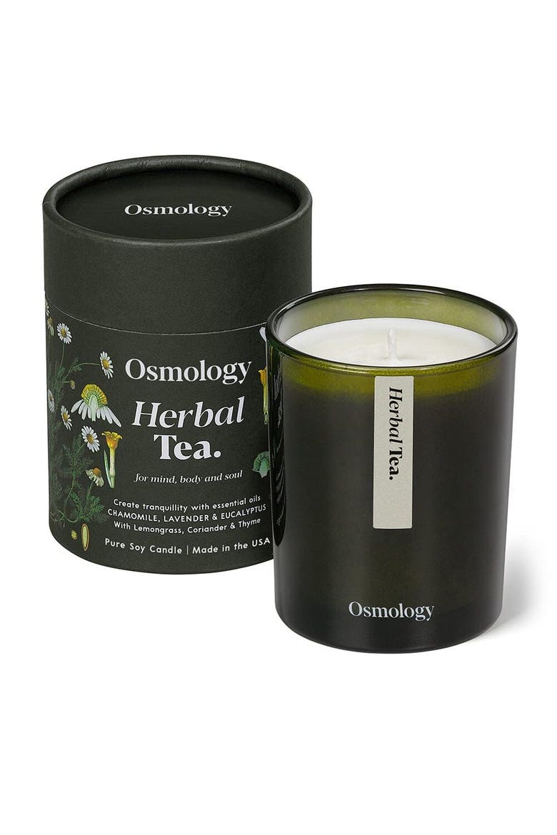 Herbal Tea Scented Candle - Chamomile Lavender and Eucalyptus, Main, color, green