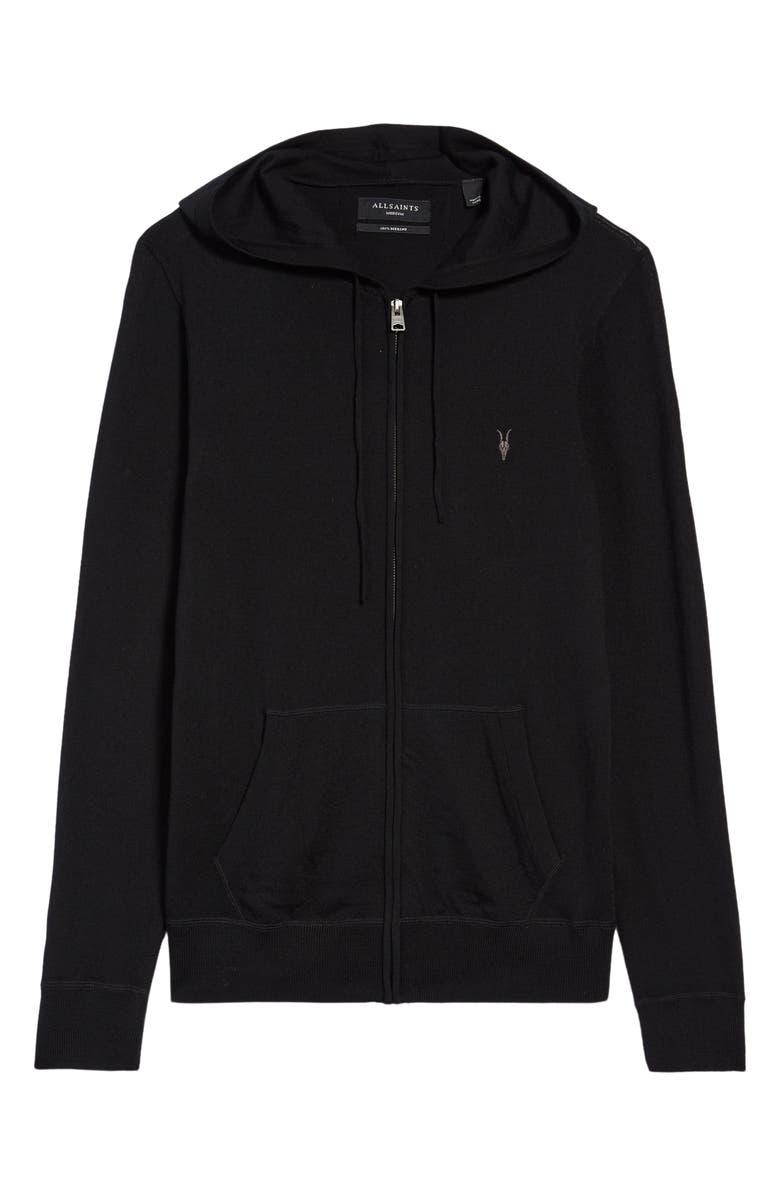 AllSaints Mode Slim Fit Merino Wool Zip Hoodie, Alternate, color,