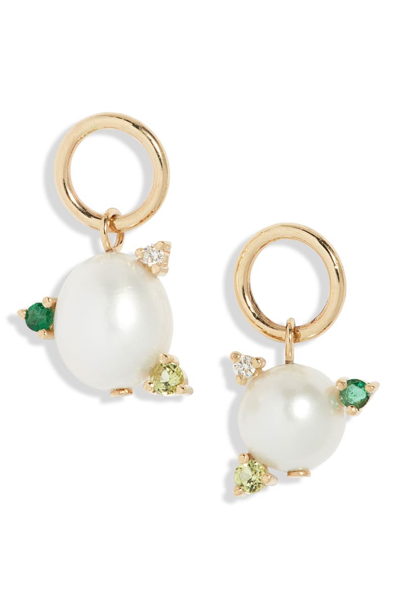Poppy Finch Mismatch Stone Cultured Pearl Drop Earrings, Main, color, Gold