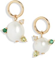 Poppy Finch Mismatch Stone Cultured Pearl Drop Earrings