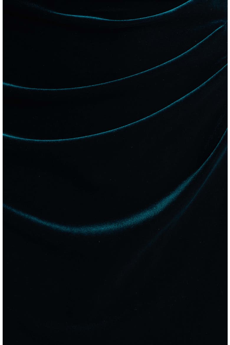 Ruched One-Shoulder Velvet Gown, Alternate, color, HUNTER