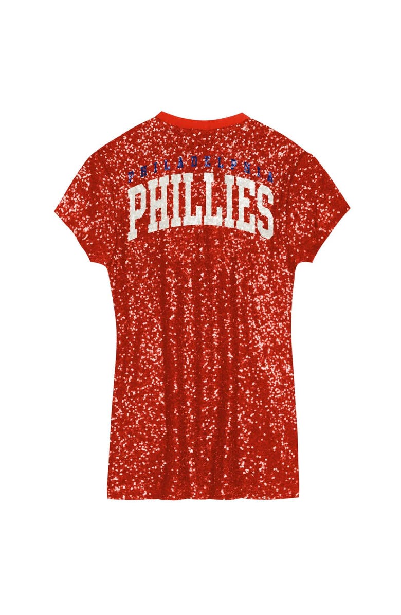 Outerstuff Girls Youth  Red Philadelphia Phillies Sequin V-Neck Dress, Alternate, color, Red