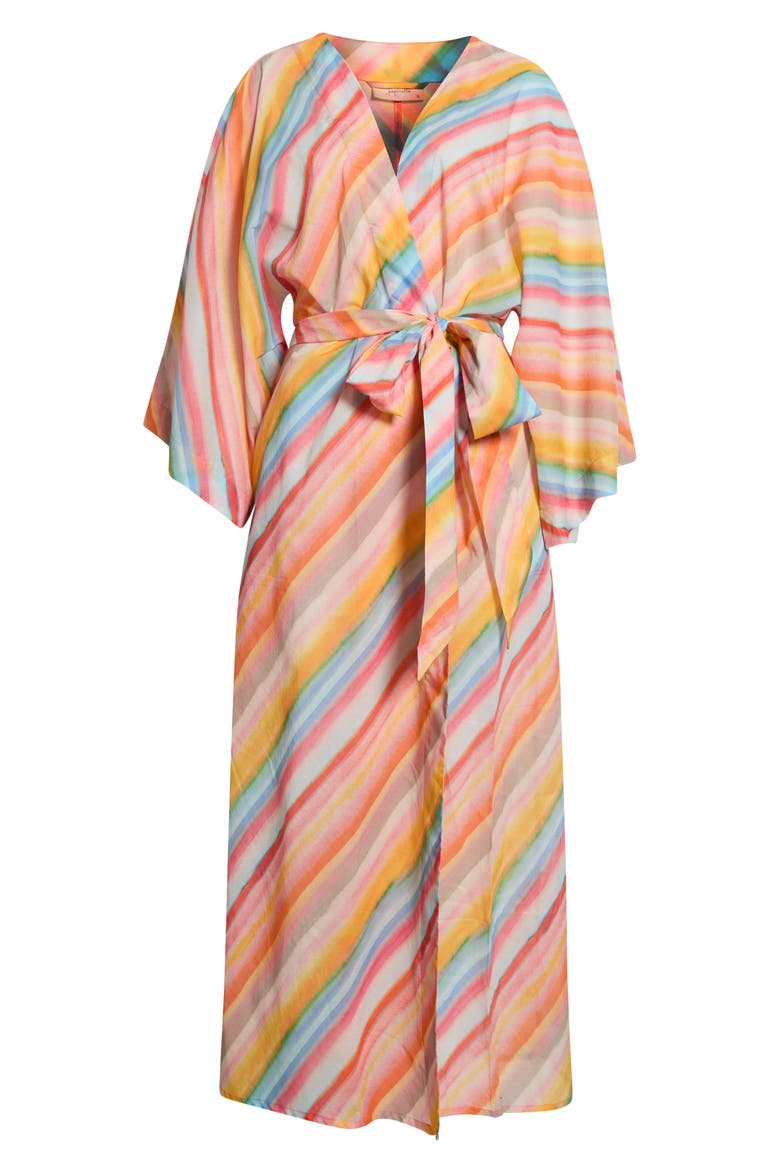 Sophie Stripe Cotton Robe, Alternate, color, SORBET PINK