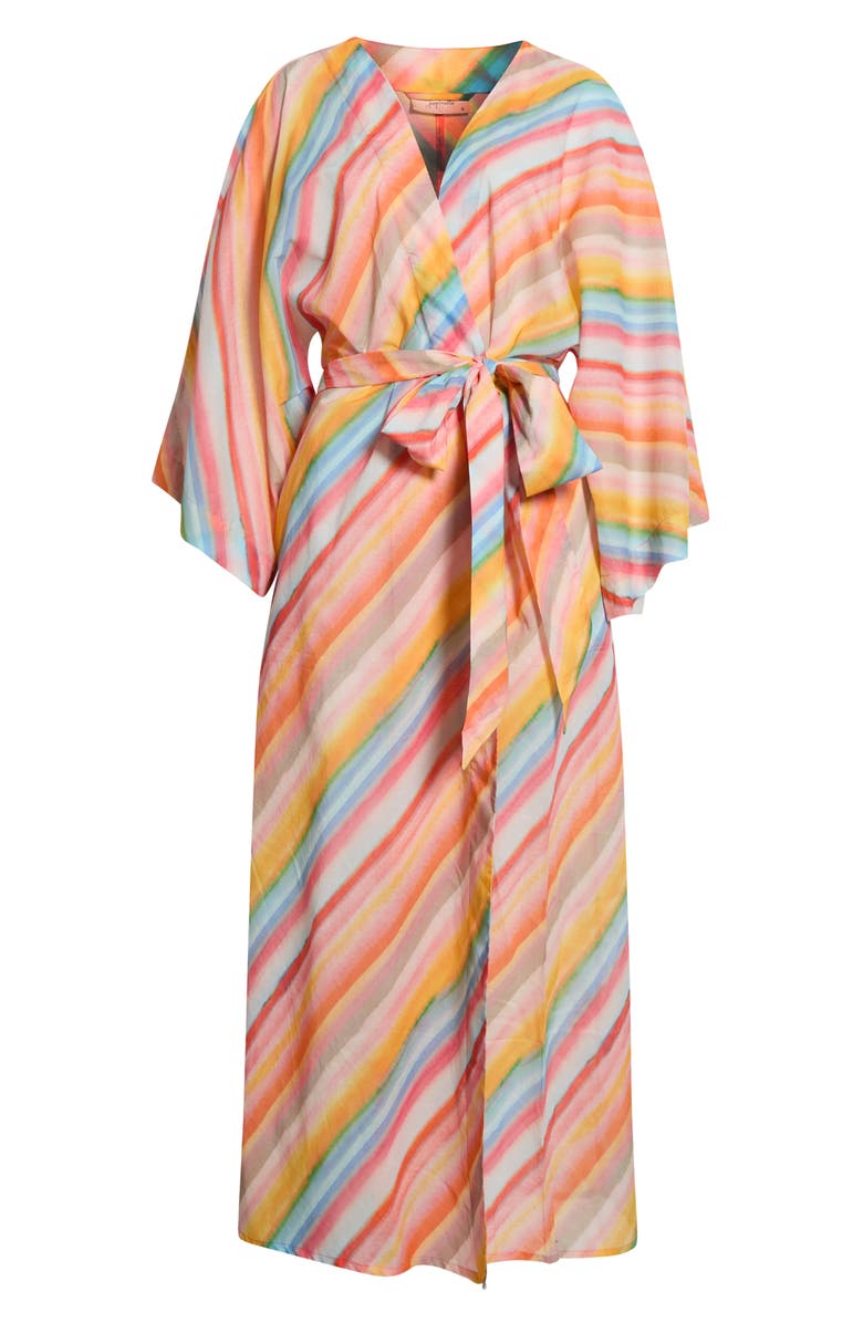 Papinelle Sophie Stripe Cotton Robe, Alternate, color, Sorbet Pink