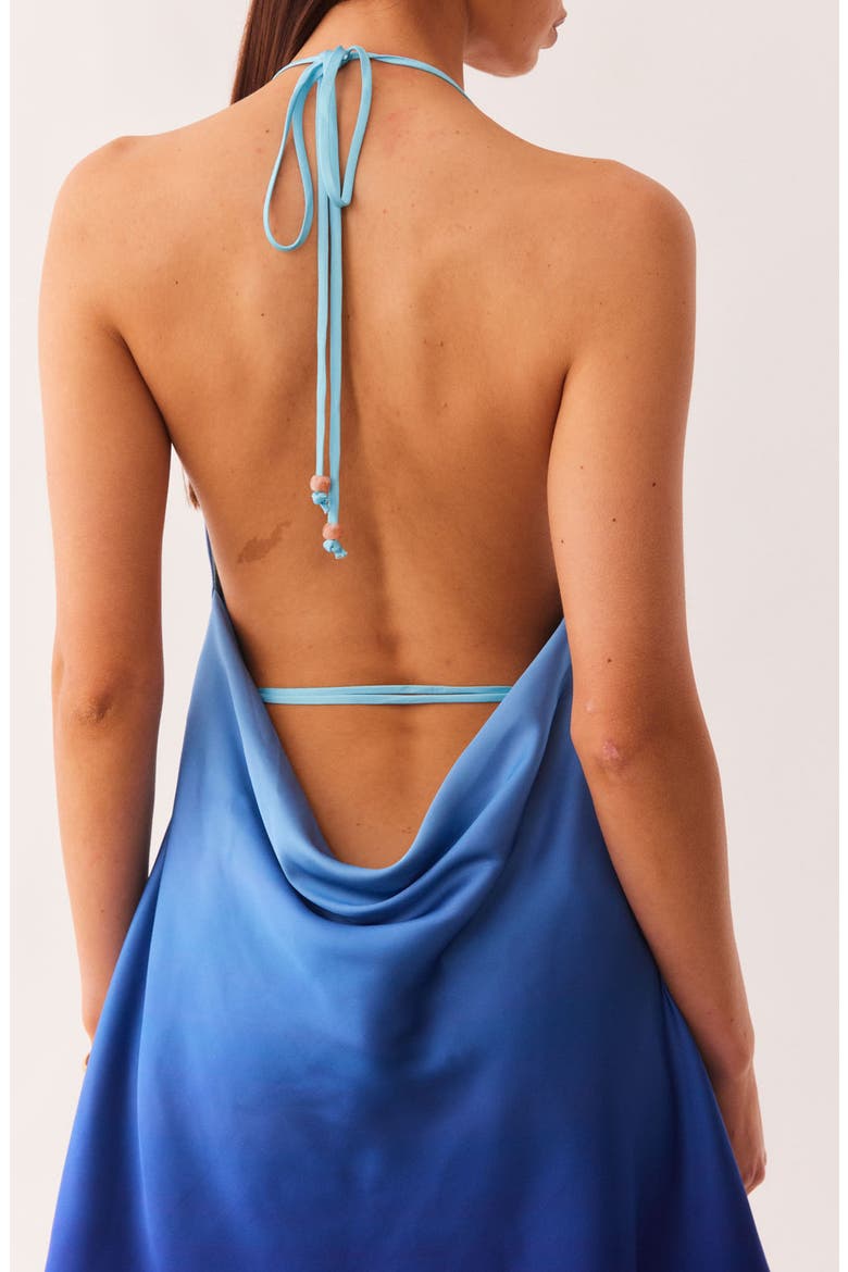 Katrina OmbréCowl Halter Neck Minidress, Alternate, color, BLUE OMBRE