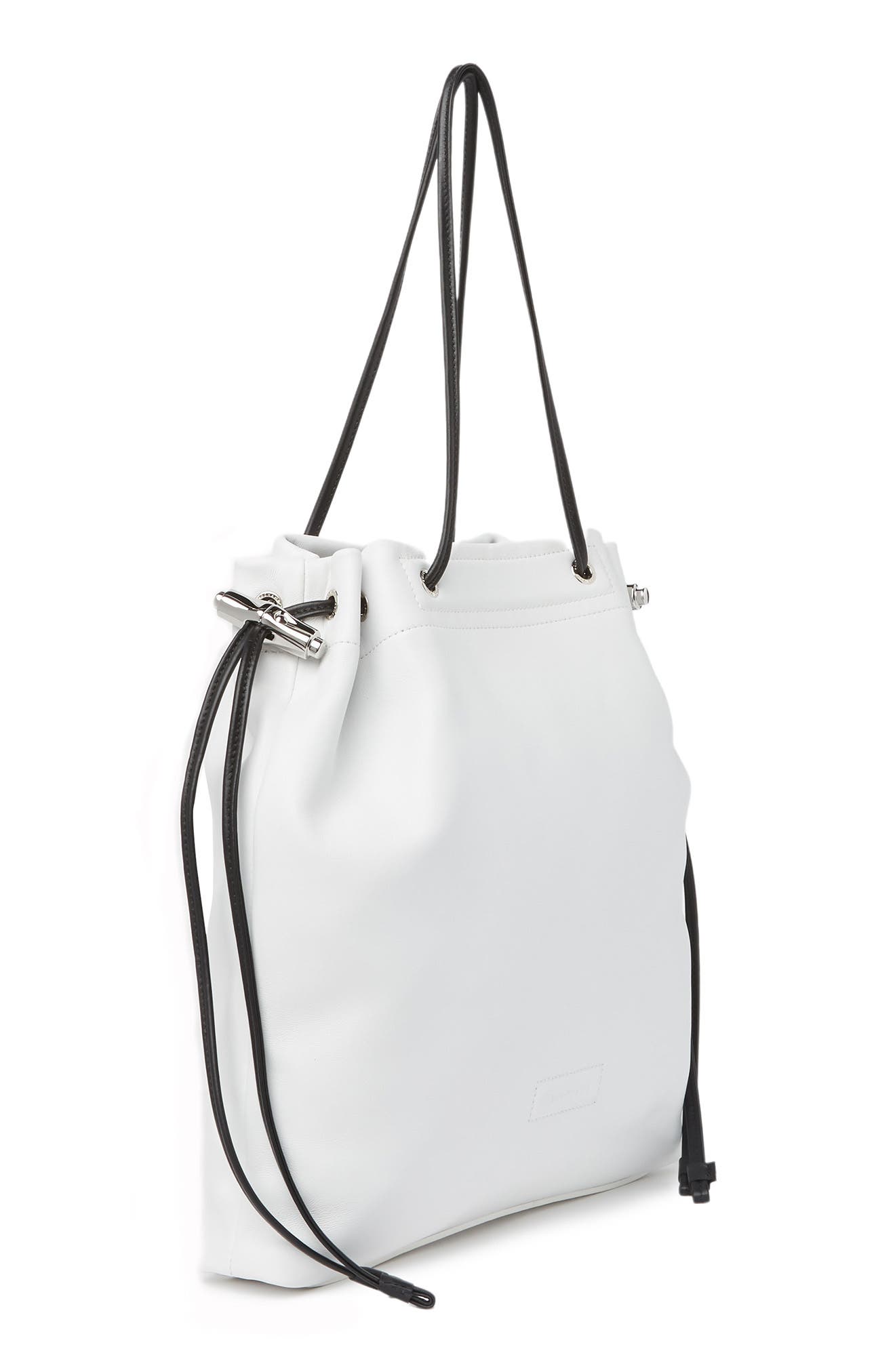 Longchamp Leather Drawstring Tote Bag, Alternate, color, 