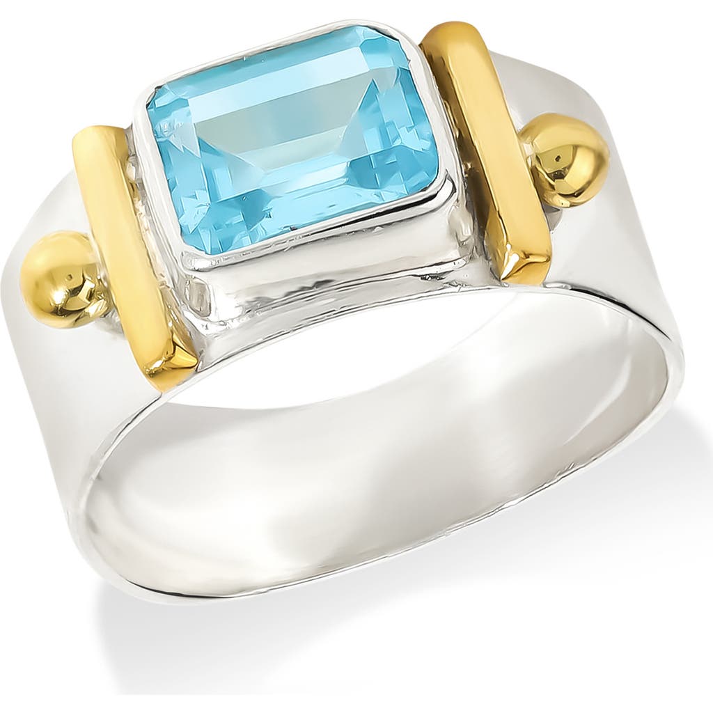 Ys Gems Baguette Cut Gemstone Ring In Blue
