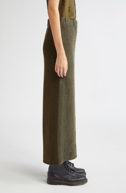 Yanyan Daisy Colorblock Lambswool A-line Maxi Skirt In Green