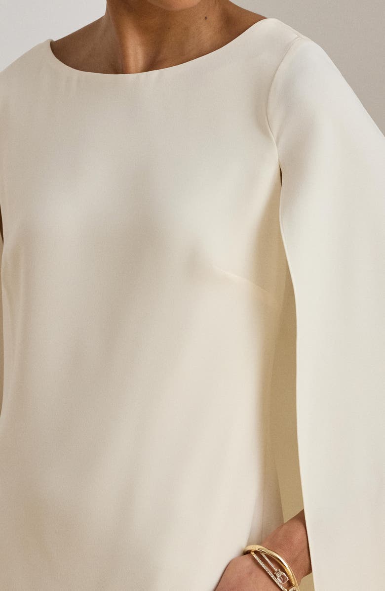 Lauren Ralph Lauren Cape Detail Georgette Cocktail Minidress, Alternate, color, Winter Cream