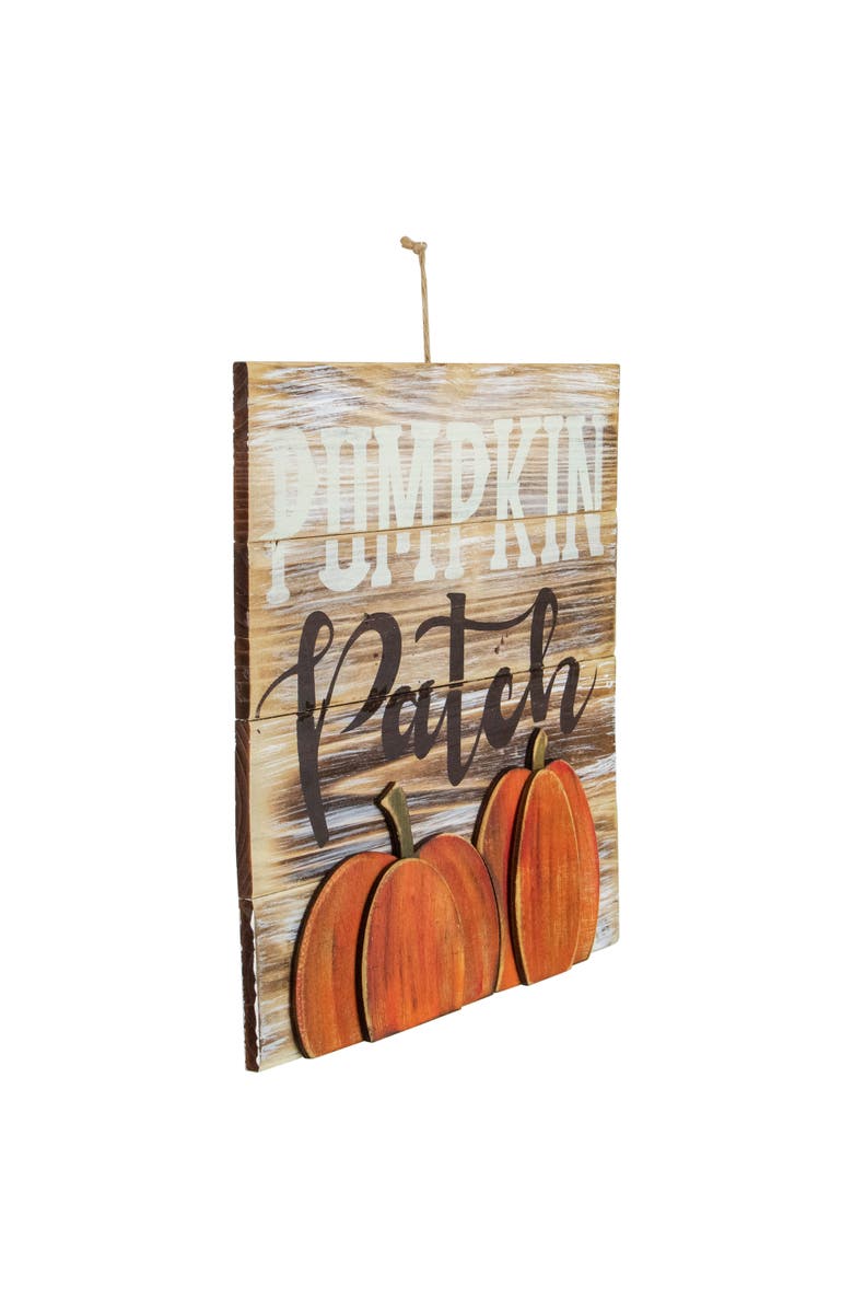 Northlight Pumpkin Patch Fall Harvest Wooden Wall Sign - 12", Alternate, color, Orange