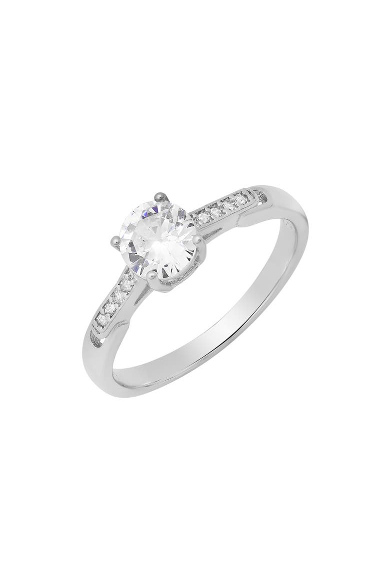 Round Simulated Diamond Pavé Ring, Alternate, color, SILVER