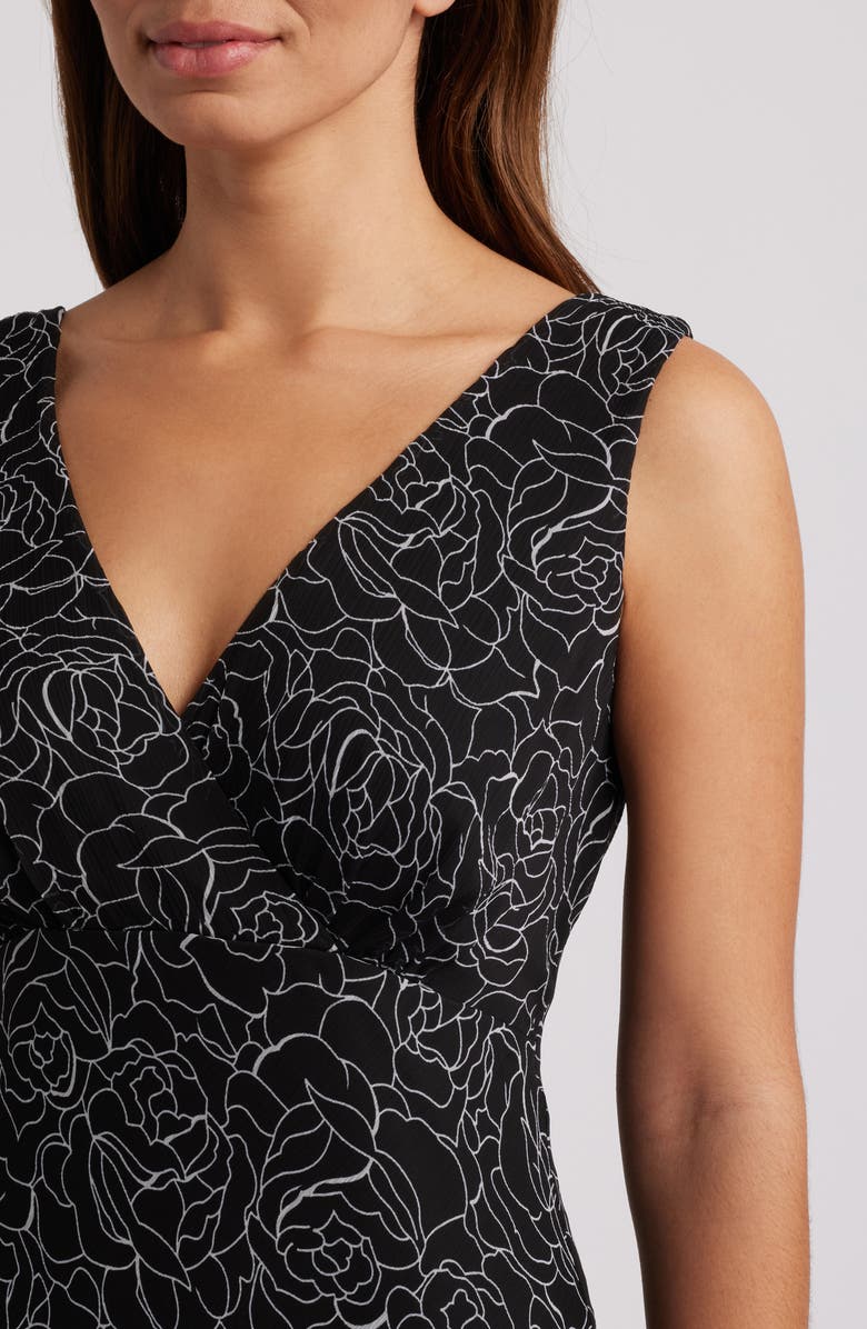 Connected Apparel Floral Asymmetric Hem Chiffon Midi Dress, Alternate, color,