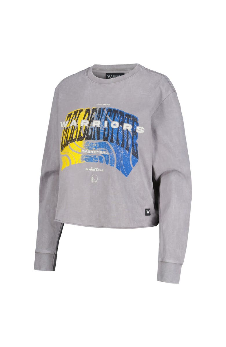 THE WILD COLLECTIVE Women's The Wild Collective Gray Golden State Warriors Band Cropped Long Sleeve T-Shirt, Alternate, color, Gray