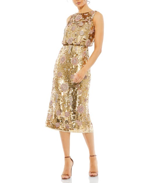 Mac Duggal Hand Beaded High Neck Midi Dress