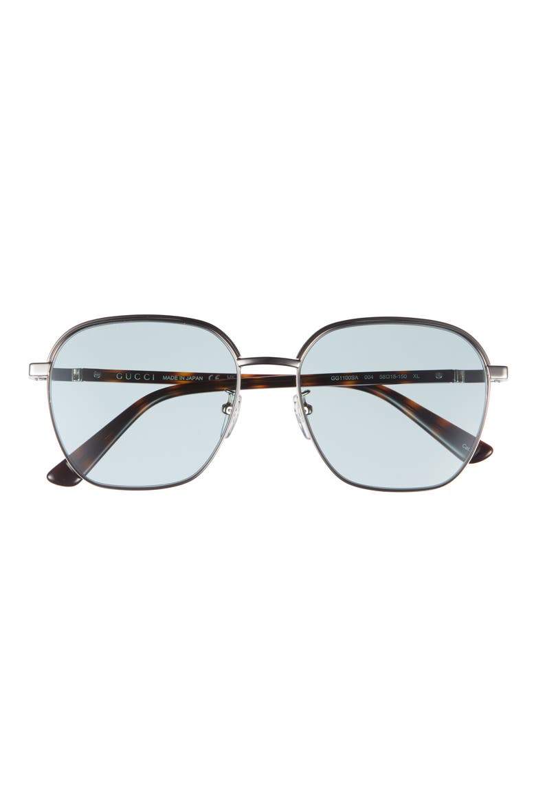 58mm Square Sunglasses, Main, color, SILVER SILVER BLUE