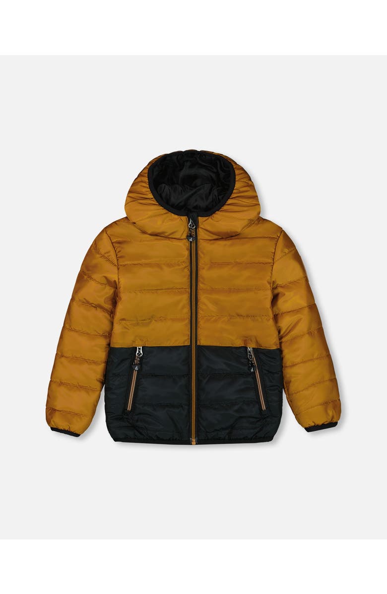 Deux par Deux Little Boy's Colorblock Quilted Mid-Season Jacket Brown And Black, Main, color, 