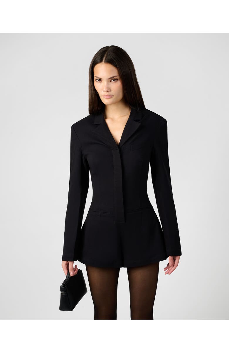 WeWoreWhat Cinched Waist Blazer Romper, Alternate, color, Black