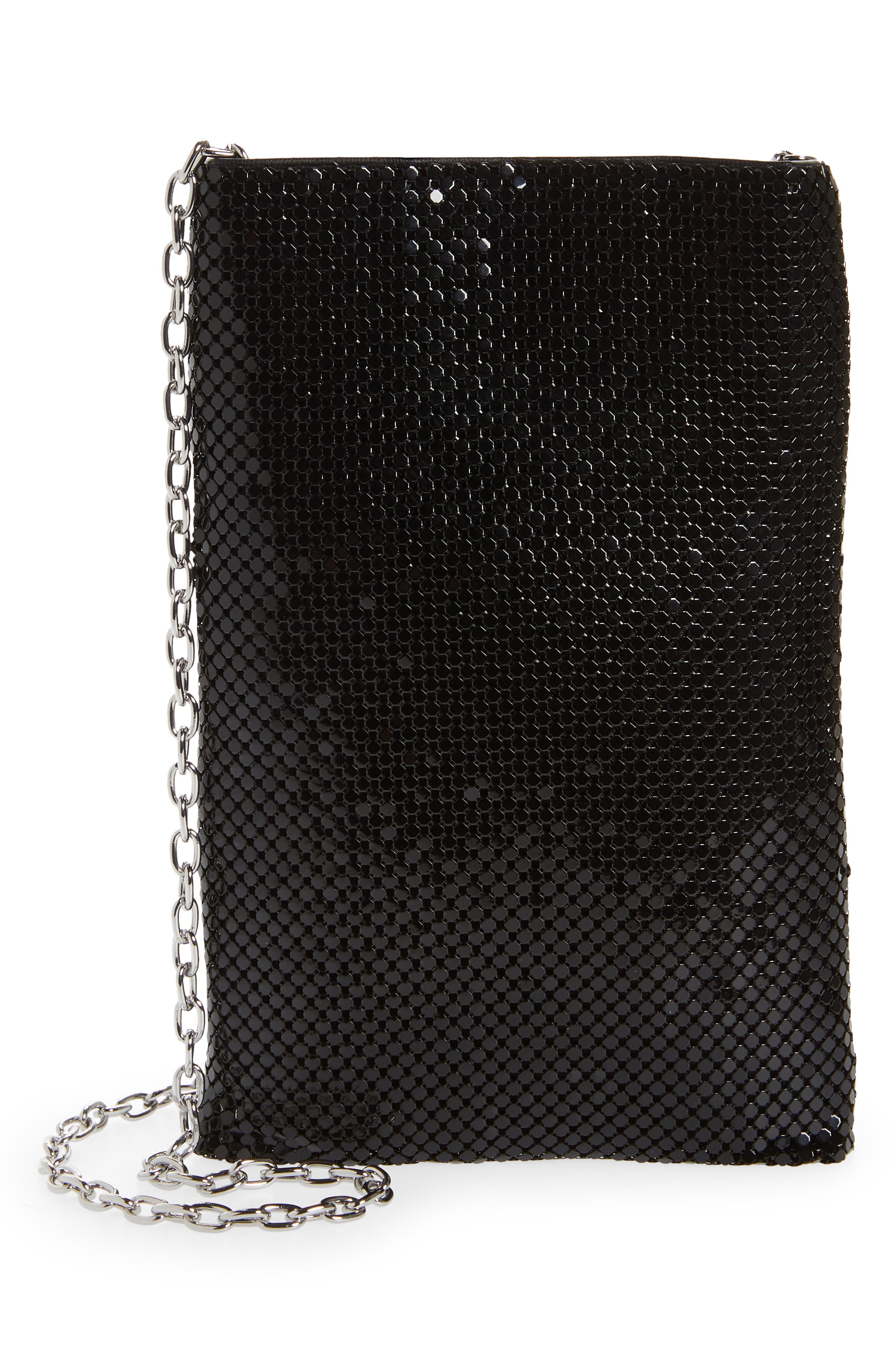Mesh Crossbody Pouch, Main, color, BLACK