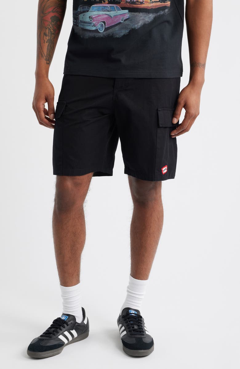 ICECREAM Destro Cotton Ripstop Cargo Shorts, Main, color, Black