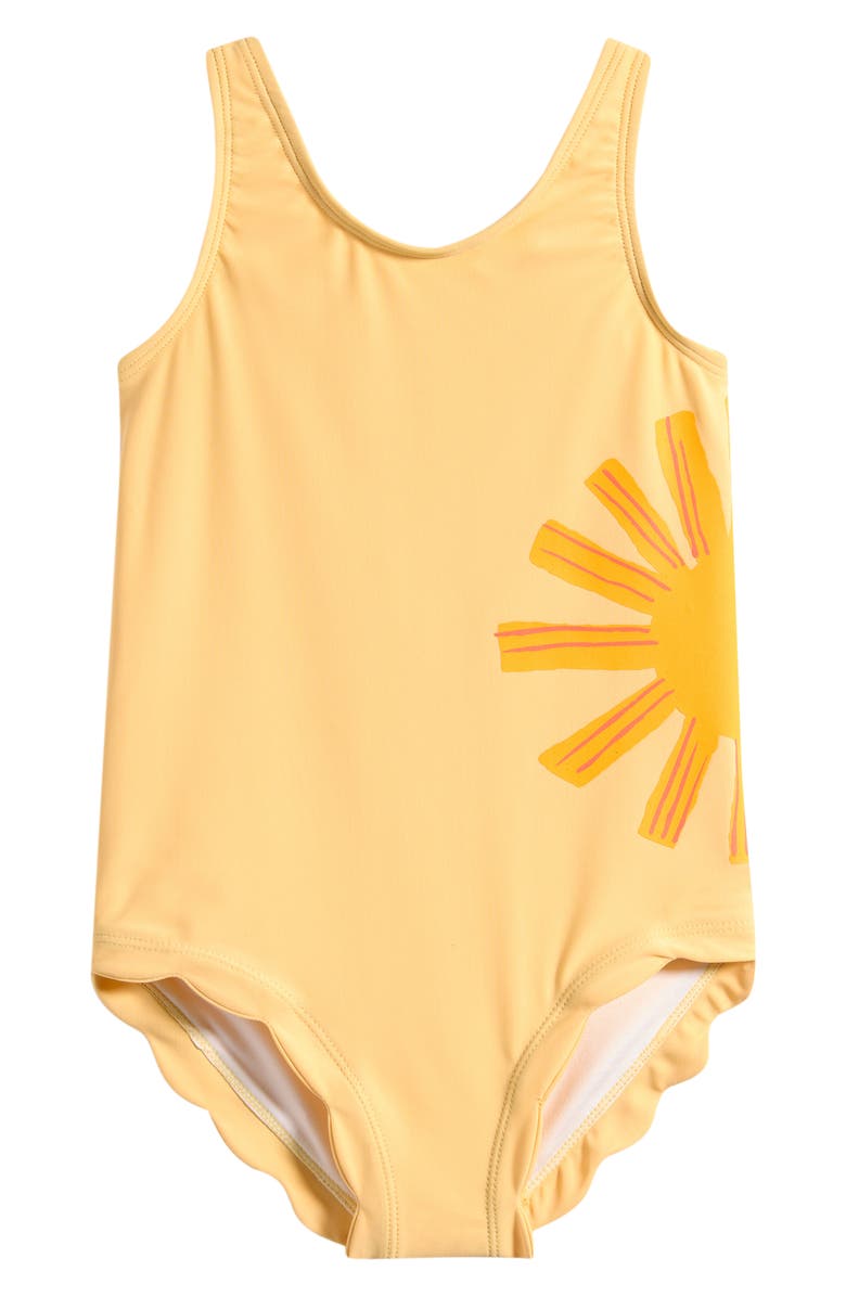 OTTER AVENUE Kids' Scallop One-Piece Swimsuit, Main, color, Margarine Sun