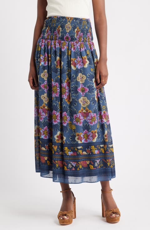 Smocked Wiast Maxi Skirt