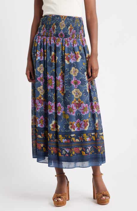 Treasure & Bond Smocked Wiast Maxi Skirt