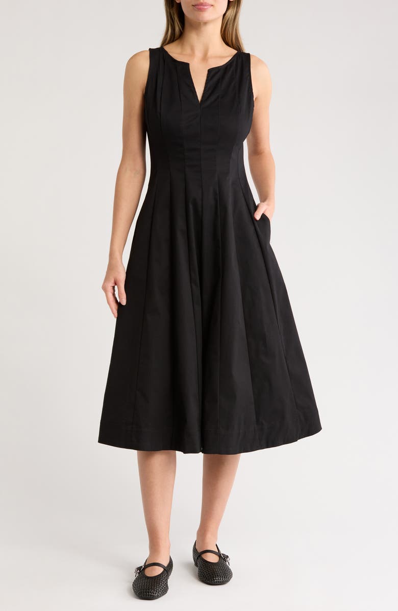 Ellen Tracy Stretch Cotton Fit & Flare Dress, Main, color, 