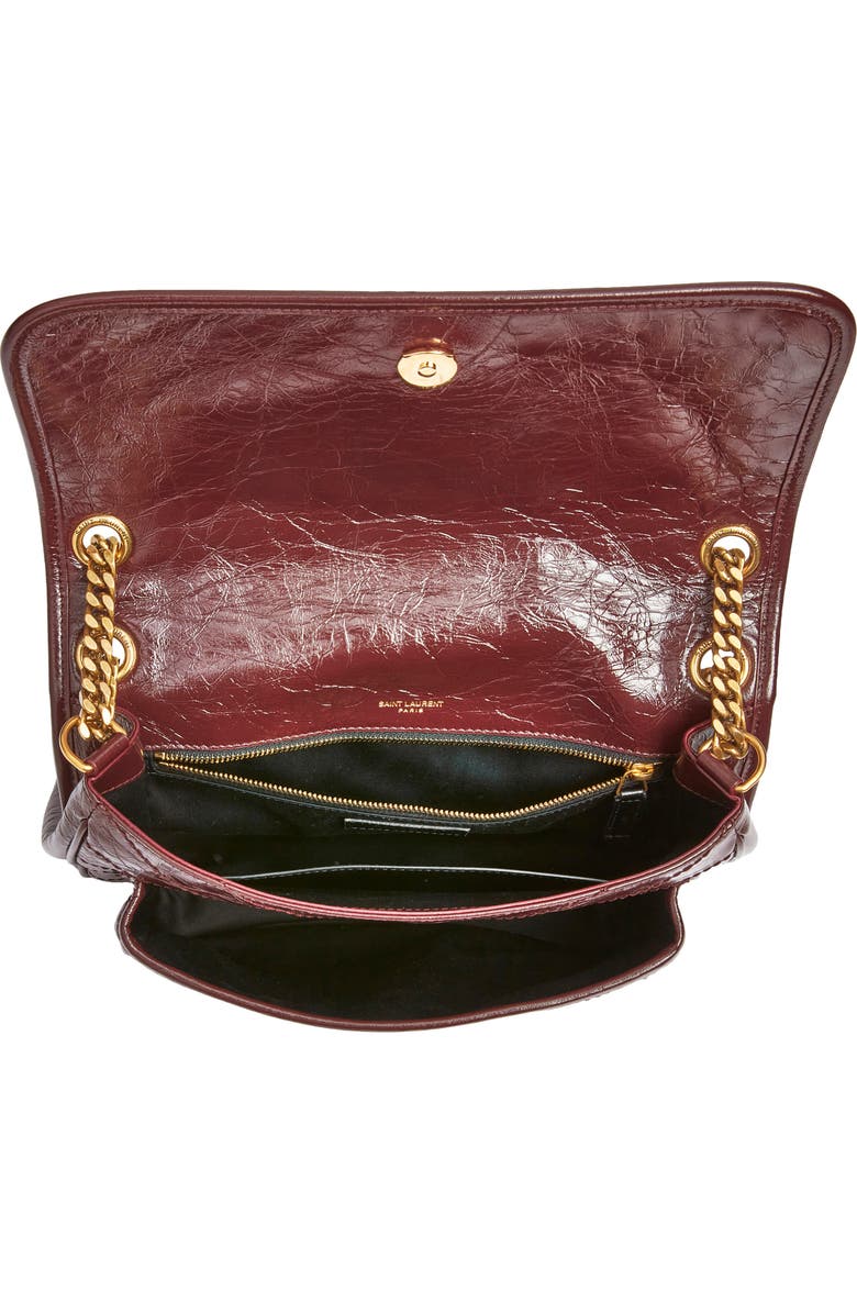 Saint Laurent Medium Niki Leather Shoulder Bag, Alternate, color, Rouge Cabernet
