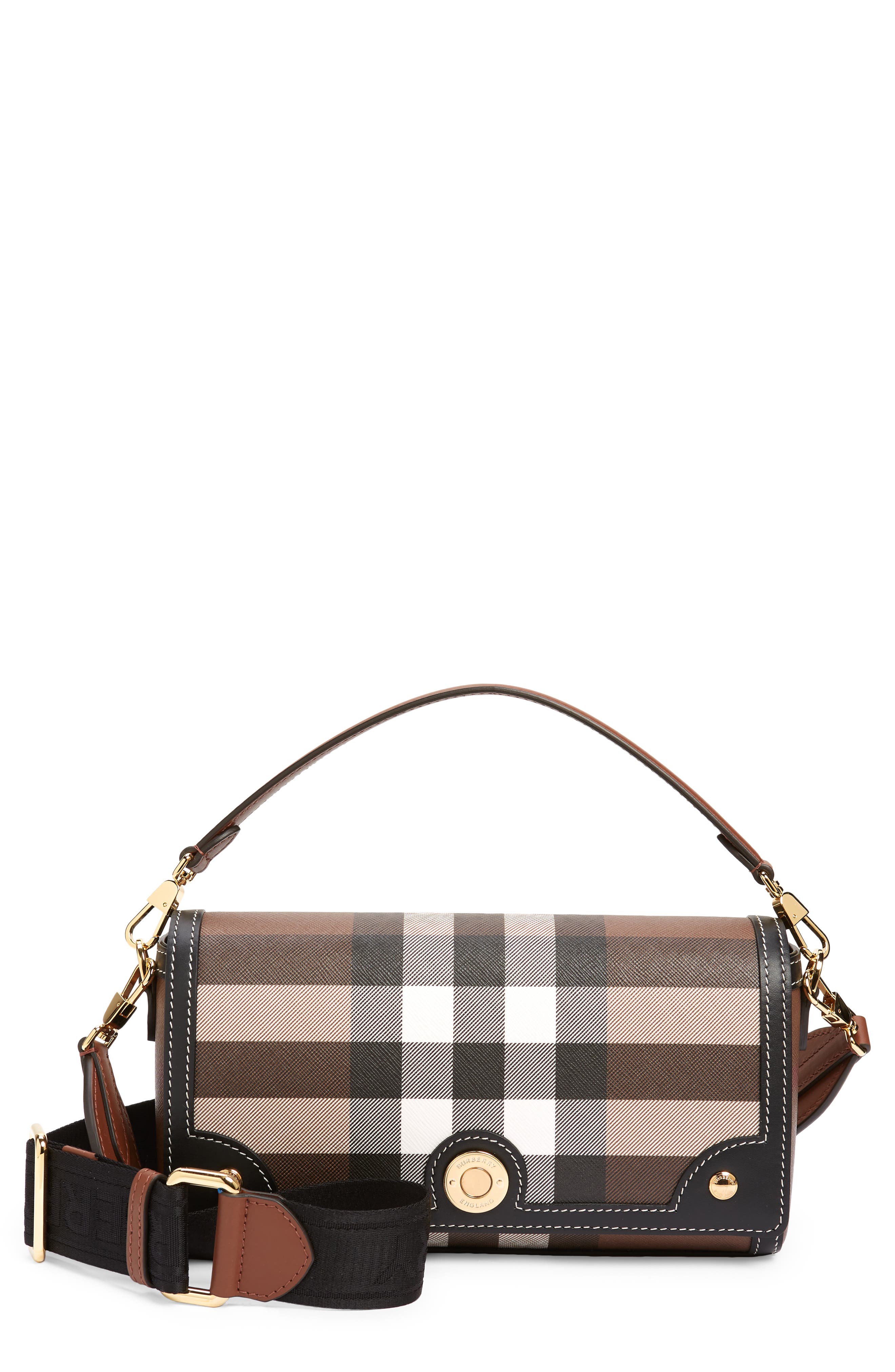 Burberry Small Note Check Crossbody Bag, Main, color, 