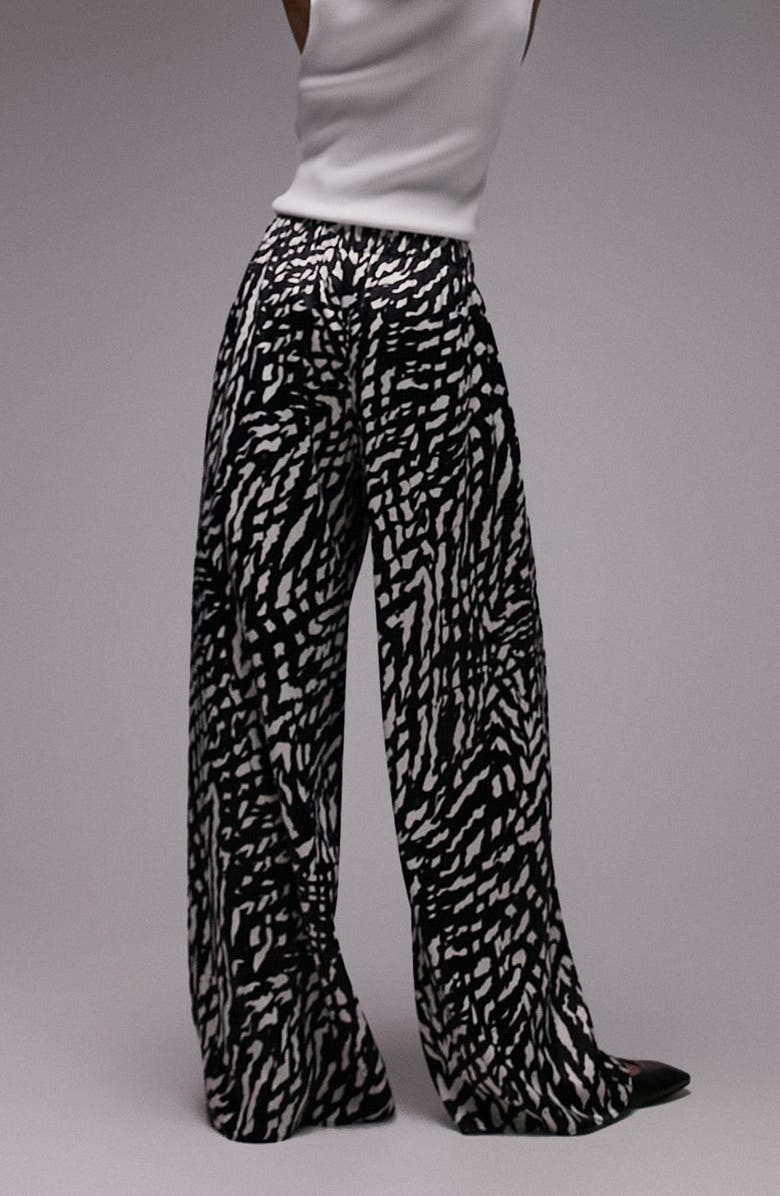 Topshop Satin Wide Leg Drawstring Pants, Alternate, color,