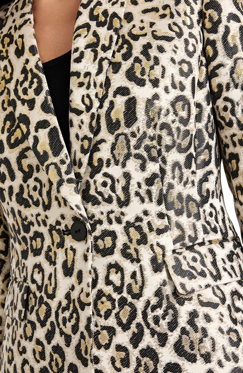 Tahari ASL Leopard Print Metallic Blazer, Alternate, color, Gold Leopard
