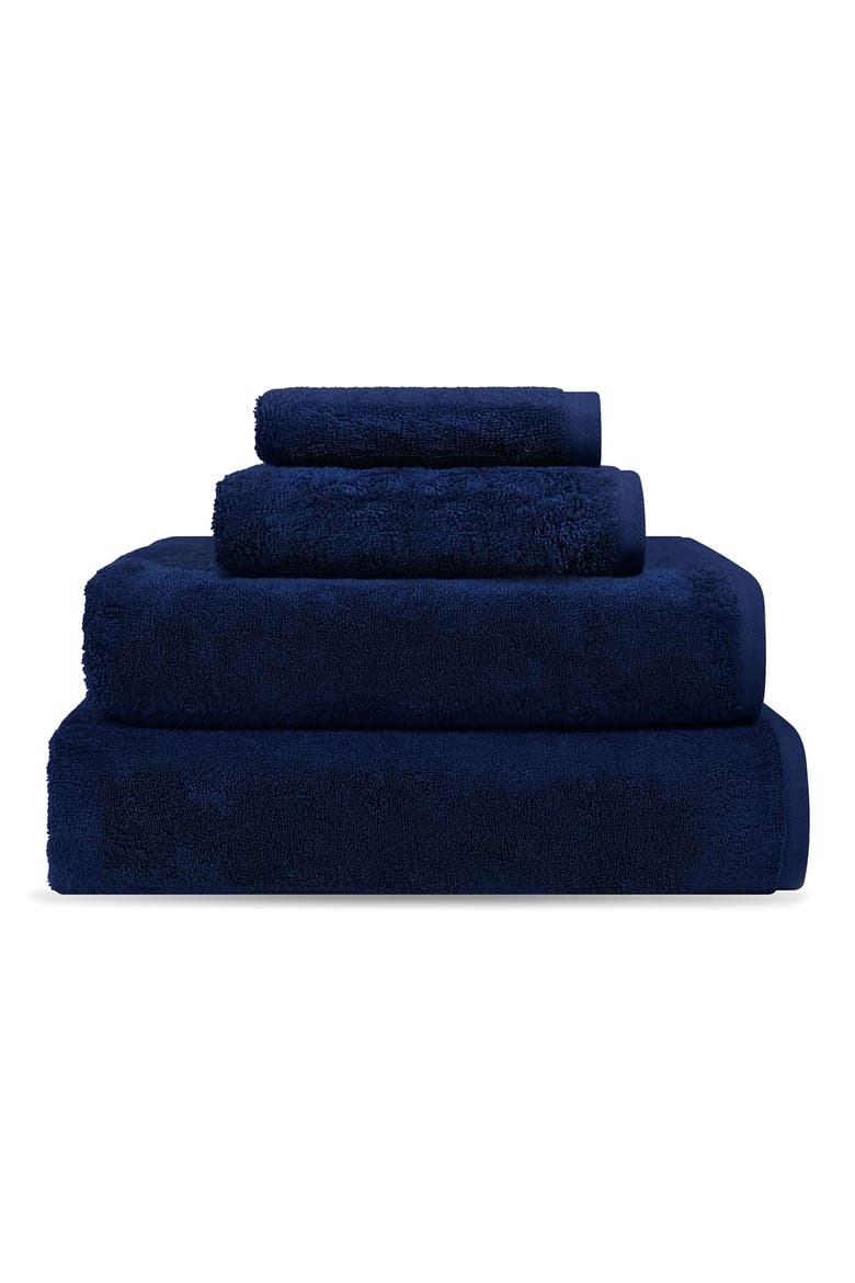 Puresoft Set of 2 Turkish Cotton Bath Towels, Alternate, color, NAVY