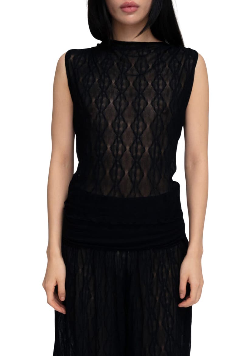 Flora Sleeveless Top, Main, color, BLACK