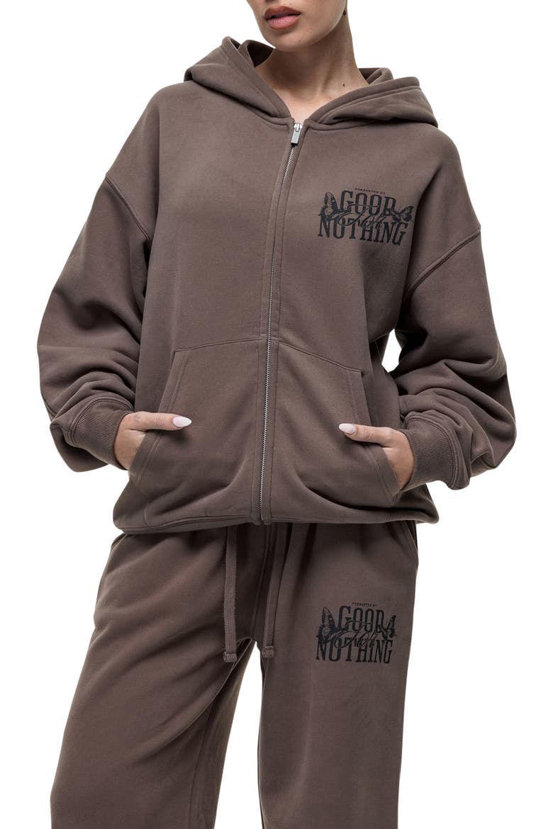 Dakota Taupe Zip Hoodie, Alternate, color, Brown